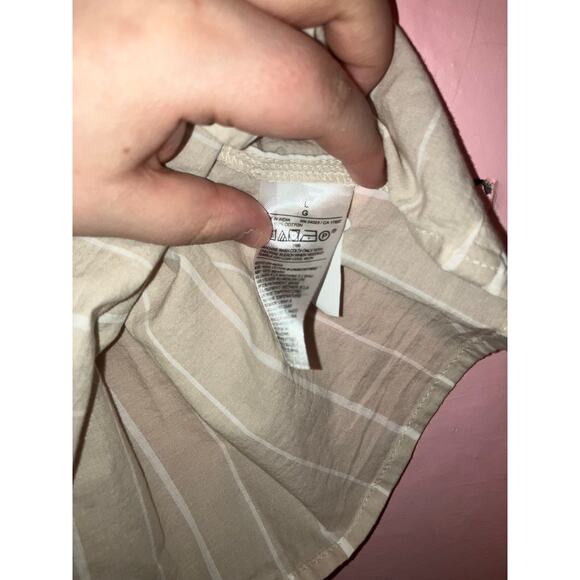 NWT Old Navy Beige Stripe Puff Sleeve Yoke Peasant Top Size Large - Picture 6 of 7